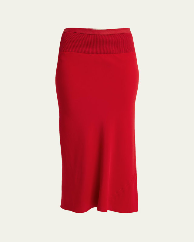 High-Waist Bias Midi Skirt